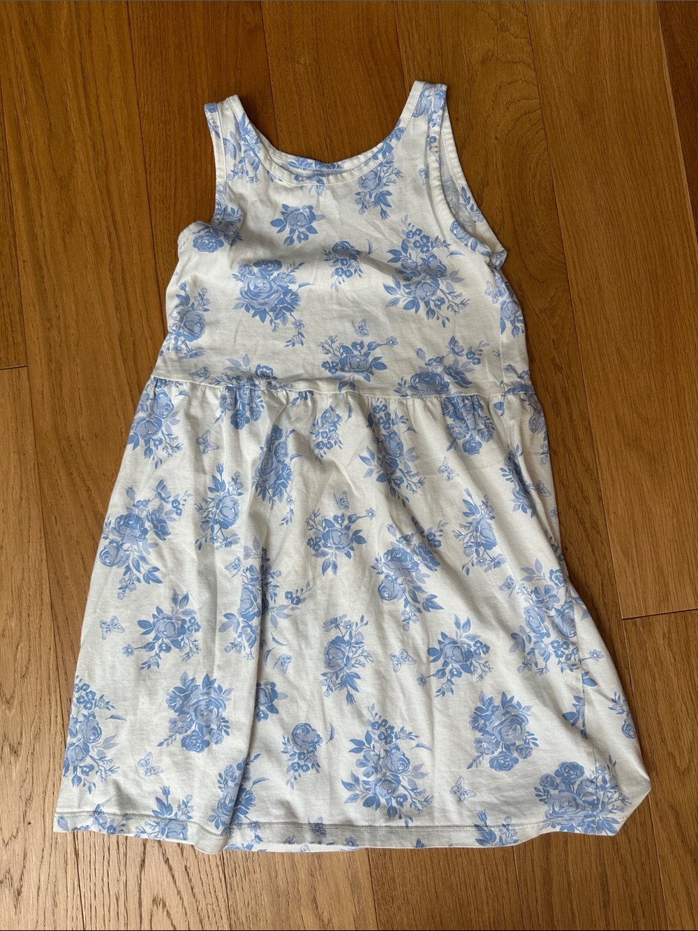 H&M White Dress with Light Blue Floral Print